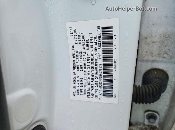 1HGCR3F00HA036239 2017 HONDA ACCORD White Widok komory silnika