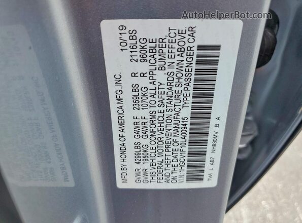 1HGCV1F10LA009415 2020 HONDA ACCORD Silver Engine compartment view