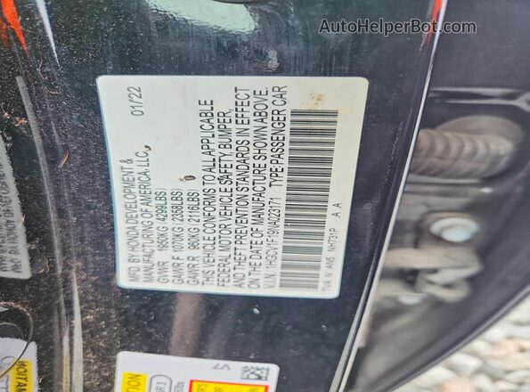 1HGCV1F19NA023171 2022 HONDA ACCORD Black Вид підкапотного простору