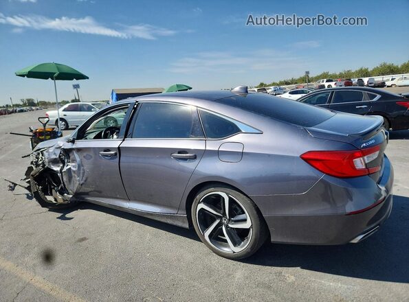 1HGCV1F31KA162840 2019 HONDA ACCORD Gray Trasero izquierdo
