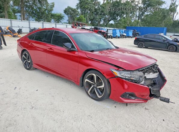 1HGCV1F31MA082361 2021 HONDA ACCORD Red Przód prawy