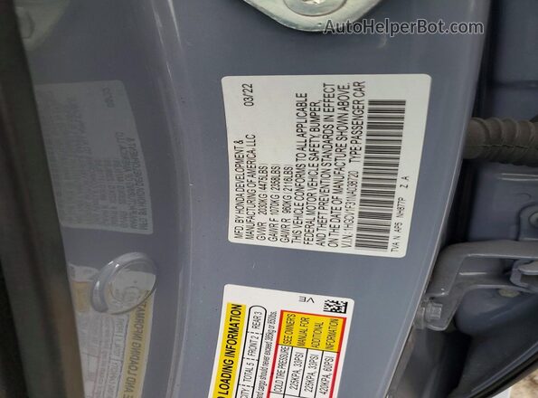 1HGCV1F31NA038720 2022 HONDA ACCORD Blue Vista del compartimento del motor