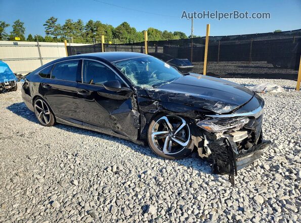 1HGCV1F32KA139650 2019 HONDA ACCORD Черный Передняя правая четверть