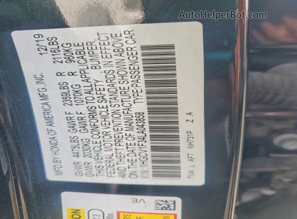 1HGCV1F34LA043858 2020 HONDA ACCORD Черный Вид подкапотного пространства