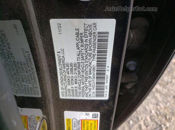 1HGCV1F34NA108601 2022 HONDA ACCORD Black Вид підкапотного простору