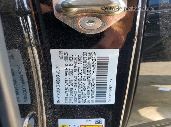 1HGCV1F36KA074091 2019 HONDA ACCORD Black Вид підкапотного простору