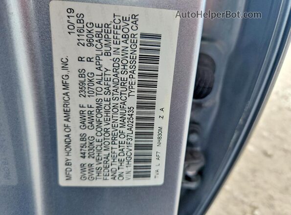1HGCV1F37LA025435 2020 HONDA ACCORD Silver ძრავის განყოფილების ხედი