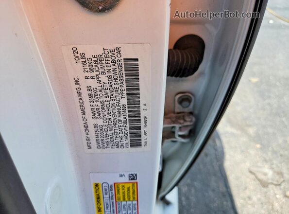 1HGCV1F38LA154896 2020 HONDA ACCORD White ძრავის განყოფილების ხედი