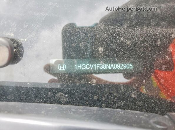 1HGCV1F38NA092905 2022 HONDA ACCORD Gray Widok naklejki z numerem VIN
