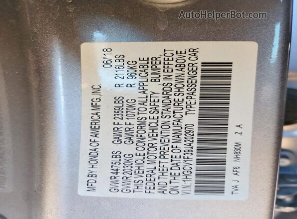 1HGCV1F39JA202970 2018 HONDA ACCORD Silver Widok komory silnika
