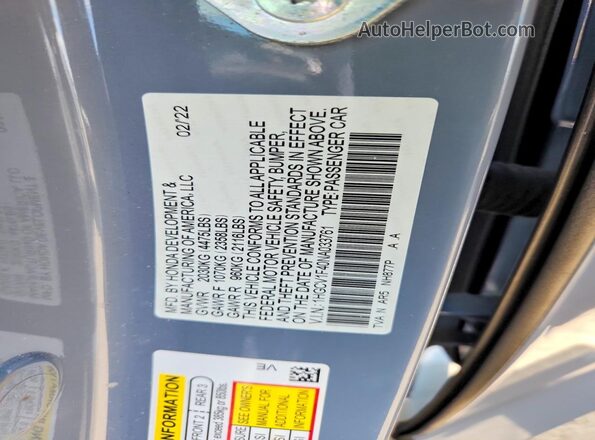 1HGCV1F40NA033761 2022 HONDA ACCORD Blue Widok komory silnika