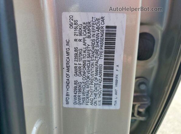 1HGCV1F42LA089553 2020 HONDA ACCORD Beige Vista del compartimento del motor
