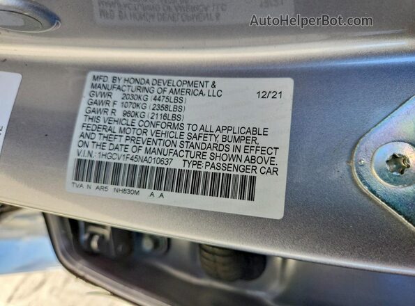 1HGCV1F45NA010637 2022 HONDA ACCORD Silver Engine compartment view