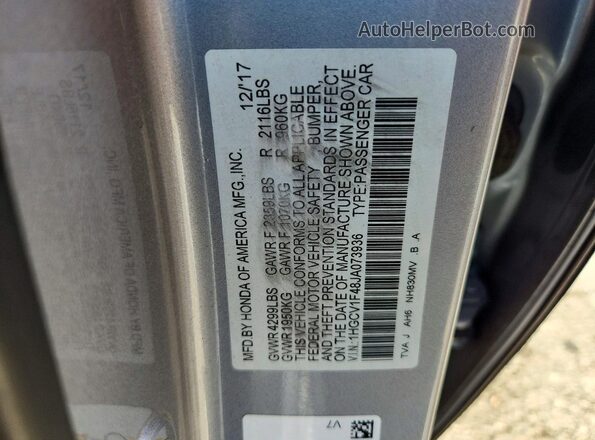 1HGCV1F48JA073936 2018 HONDA ACCORD Silver Vista del compartimento del motor