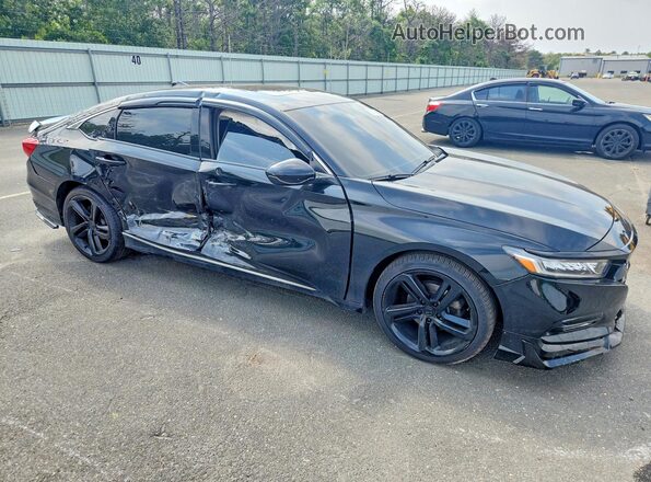 1HGCV1F4XKA144913 2019 HONDA ACCORD Черный Передняя правая четверть