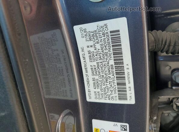 1HGCV1F51LA051868 2020 HONDA ACCORD Gray Շարժիչի բաժամունքի տեսք