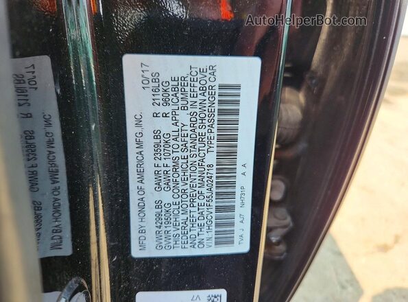 1HGCV1F55JA024718 2018 HONDA ACCORD Black Вид підкапотного простору