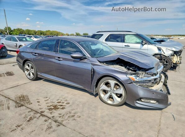 1HGCV1F93JA076786 2018 HONDA ACCORD Gray Передня права чверть