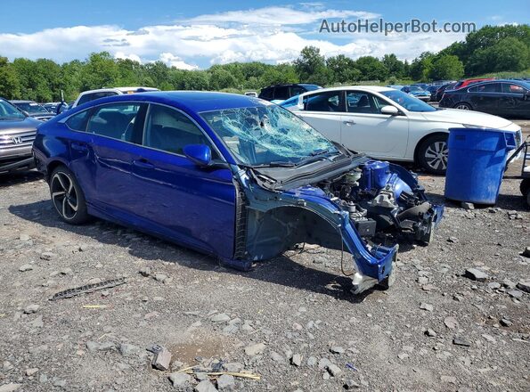 1HGCV2F32KA001046 2019 HONDA ACCORD Blue Передня права чверть