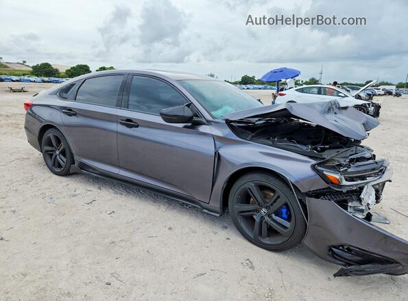 1HGCV2F32KA003282 2019 HONDA ACCORD Серый Передняя правая четверть