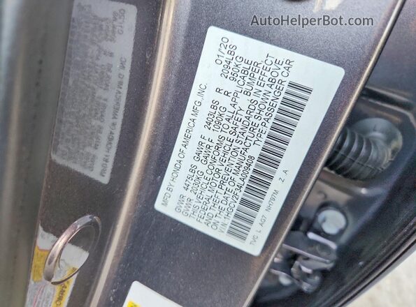 1HGCV2F34LA009408 2020 HONDA ACCORD Charcoal Շարժիչի բաժամունքի տեսք