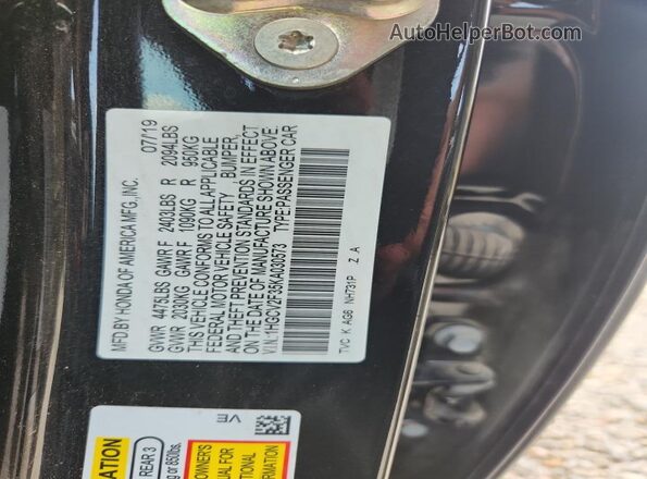 1HGCV2F35KA030573 2019 HONDA ACCORD Black Вид підкапотного простору