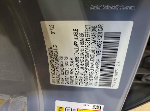 1HGCV2F39NA002134 2022 HONDA ACCORD Gray Widok komory silnika