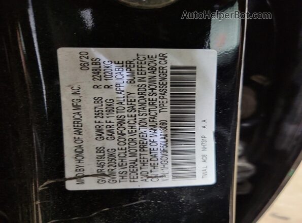 1HGCV3F50LA013060 2020 HONDA ACCORD Black Вид наклейки з VIN-кодом