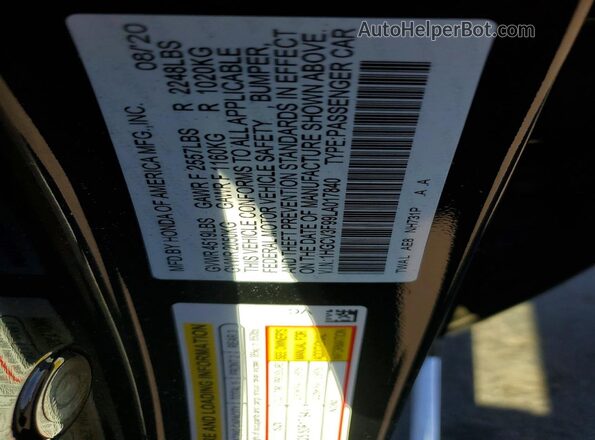 1HGCV3F99LA017840 2020 HONDA ACCORD Black Շարժիչի բաժամունքի տեսք