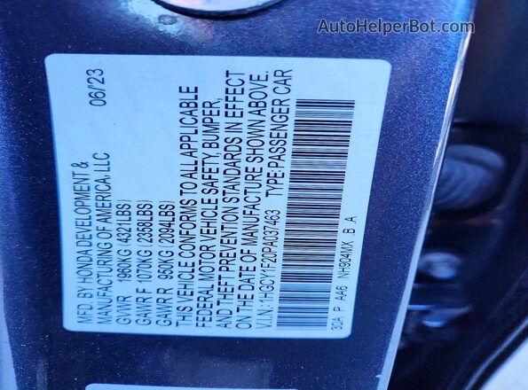 1HGCY1F20PA037463 2023 HONDA ACCORD Charcoal Vista del compartimento del motor