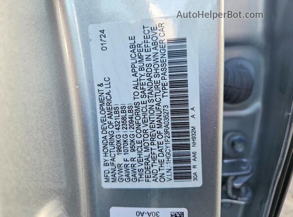 1HGCY1F23RA035273 2024 HONDA ACCORD Серебряный Вид подкапотного пространства