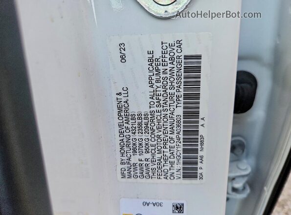 1HGCY1F24PA036803 2023 HONDA ACCORD Белый Вид подкапотного пространства