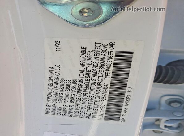 1HGCY1F25RA024047 2024 HONDA ACCORD White ძრავის განყოფილების ხედი