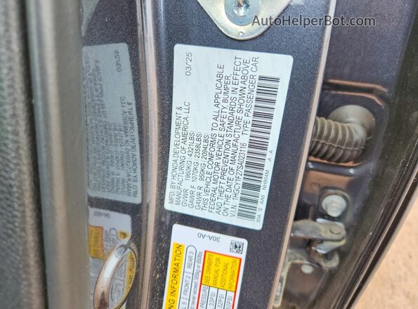 1HGCY1F27SA023116 2025 HONDA ACCORD Gray VIN კოდის სტიკერის ხედი