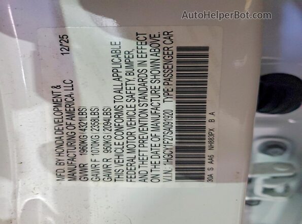 1HGCY1F27SA091920 2025 HONDA ACCORD White Widok komory silnika