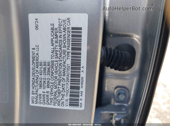 1HGCY1F29RA075521 2024 HONDA ACCORD Серебряный Вид подкапотного пространства