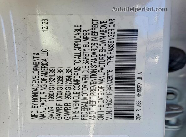 1HGCY1F34RA028776 2024 HONDA ACCORD White Вид підкапотного простору