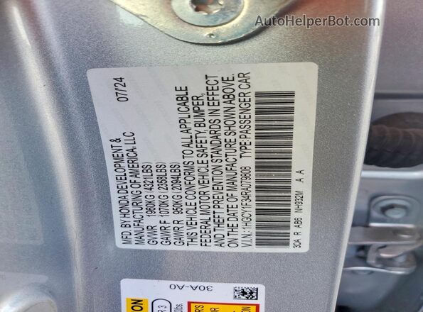 1HGCY1F34RA079808 2024 HONDA ACCORD Silver Widok komory silnika