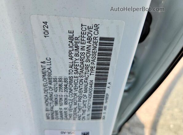1HGCY1F43SA004404 2025 HONDA ACCORD White VIN sticker view