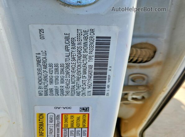 1HGCY1F44SA051408 2025 HONDA ACCORD White Вид підкапотного простору