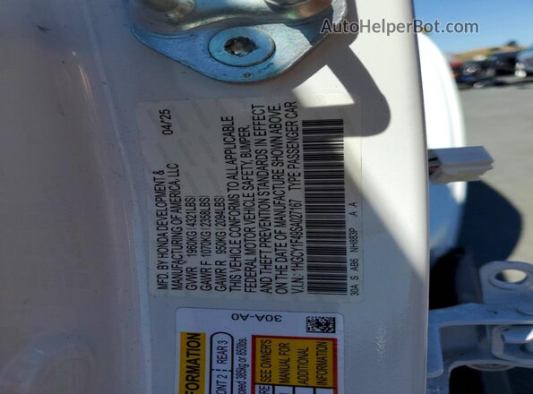 1HGCY1F49SA027167 2025 HONDA ACCORD Белый Вид подкапотного пространства