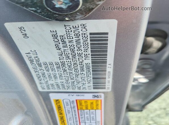 1HGCY2F52SA049915 2025 HONDA ACCORD Silver Vista del compartimento del motor