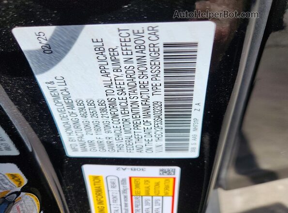 1HGCY2F53SA032329 2025 HONDA ACCORD Черный Вид наклейки с VIN-кодом