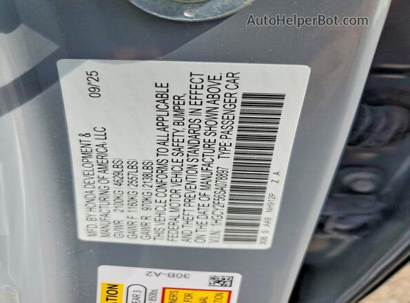 1HGCY2F56SA078897 2025 HONDA ACCORD Gray Շարժիչի բաժամունքի տեսք