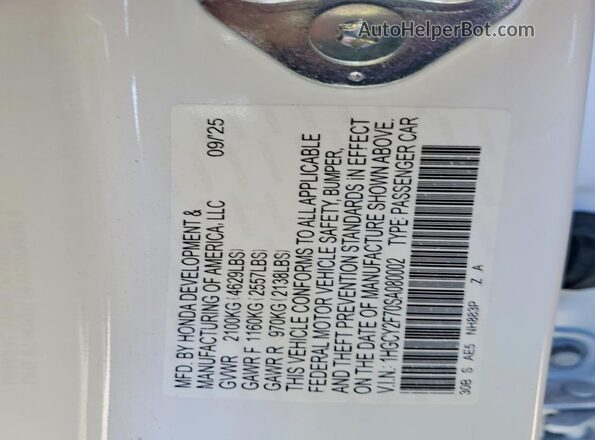 1HGCY2F70SA080002 2025 HONDA ACCORD Белый Вид подкапотного пространства