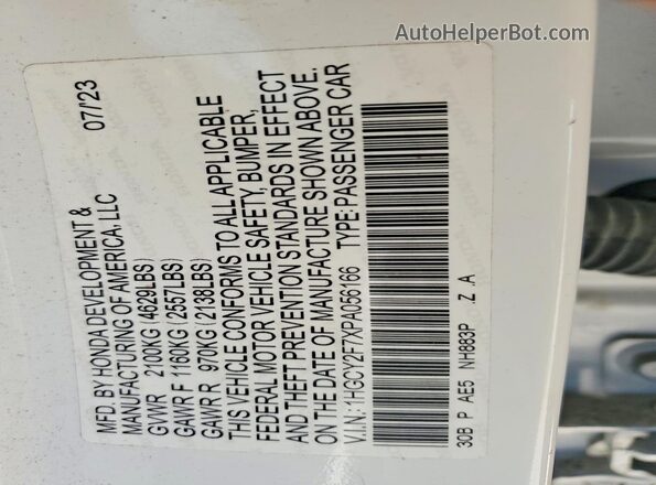 1HGCY2F7XPA056166 2023 HONDA ACCORD White VIN კოდის სტიკერის ხედი