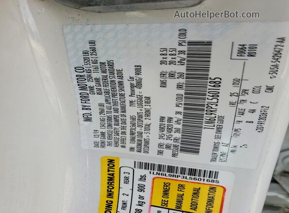 1LN6L9RP3L5601685 2020 LINCOLN CONTINENTA White Engine compartment view