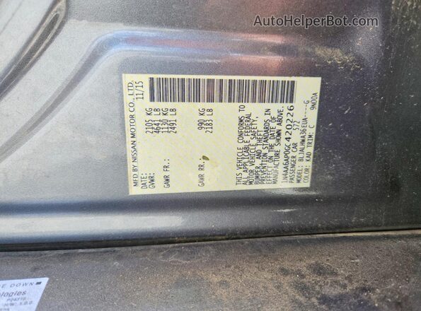 1N4AA6AP0GC420226 2016 NISSAN MAXIMA Gray Շարժիչի բաժամունքի տեսք