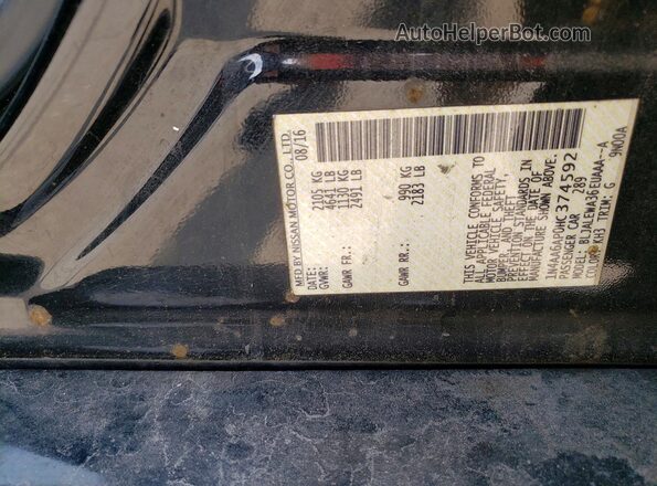 1N4AA6AP0HC374592 2017 NISSAN MAXIMA Black Widok komory silnika