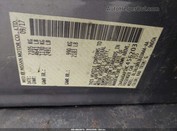 1N4AA6AP1HC456203 2017 NISSAN MAXIMA Gray Շարժիչի բաժամունքի տեսք